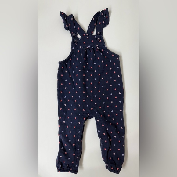 Carter's Navy and Pink Heart Overall Jumpsuit - Picture 1 of 5